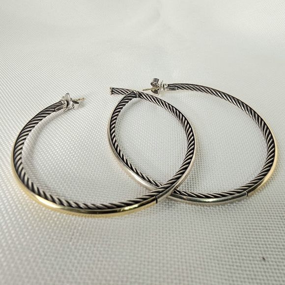 David Yurman Jewelry - 🔥David YURMAN Large ElegantTwo-Tone Hoop Earrings